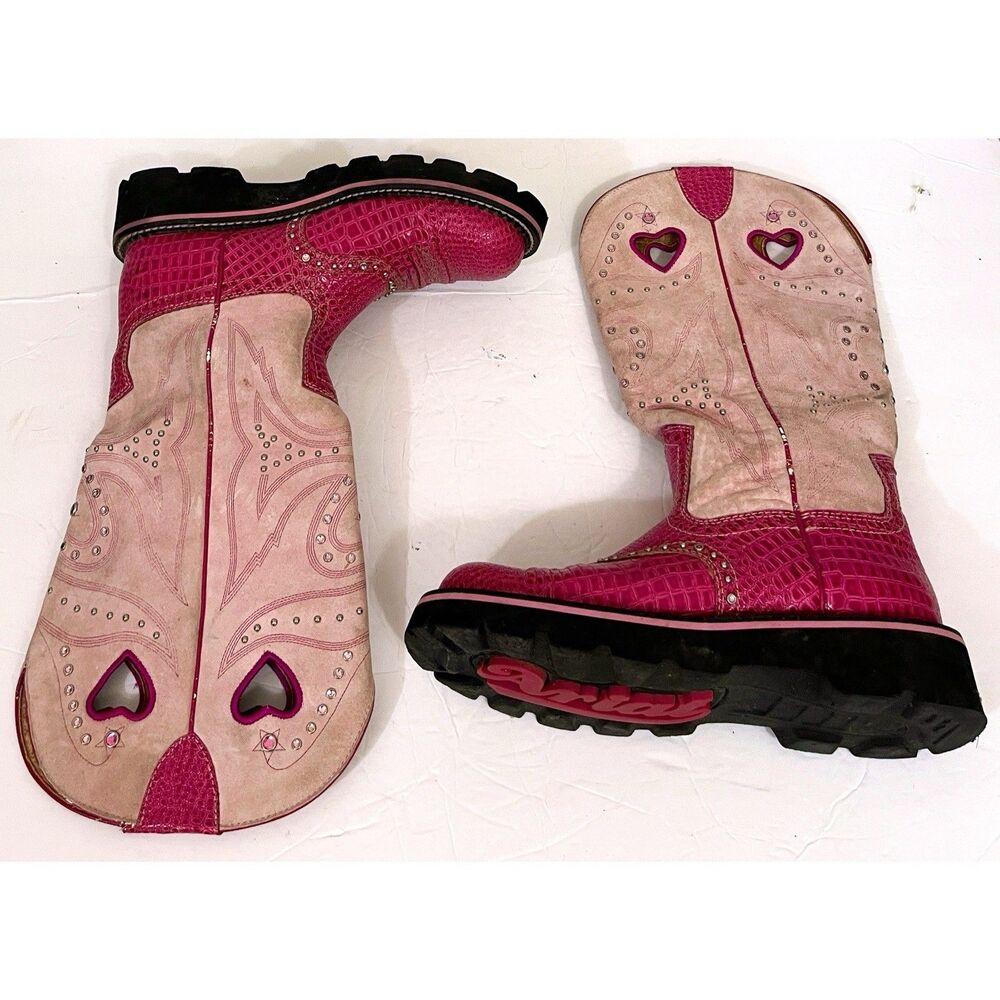 Ariat Pink Patent Leather Fatbaby Women's Size 8.5B Cowgirl Boots GUC - Picture 2 of 11